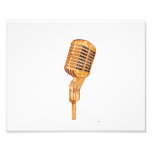 Old Vintage Microphone Scratched Faded Brown Photographic Print