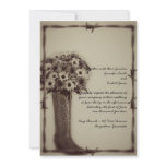 Old West Boot Daisy Bouquet Vintage Invitation