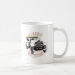 Old white vintage car with hard top roof coffee mugs