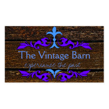 Old Wood & Blue Scroll Business Cards