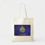 Old Wood Kansas Flag; Tote Bags