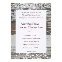 Old Wood Look Country Wedding Invitation--White
