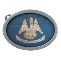 Old Wood Louisiana Flag; Belt Buckles