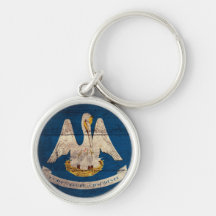 Old Wood Louisiana Flag; Key Chains