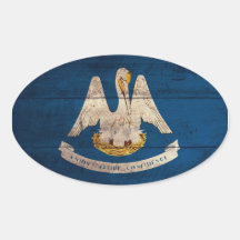 Old Wood Louisiana Flag; Sticker