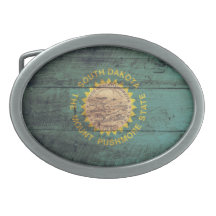 Old Wood South Dakota Flag Belt Buckles