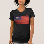 Old Wood Taiwan Flag; T-shirts