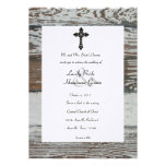 Old Wood, Wrought Iron Cross Rustic Wedding Custom Announcement