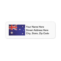 Old Wooden Australia Flag Return Address Label