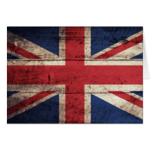 Old Wooden British Flag Card