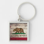 Old Wooden California Flag Keychains