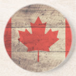 Old Wooden Canadian Flag Coaster