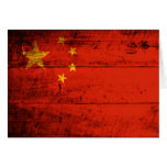 Old Wooden China Flag Greeting Card