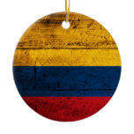Old Wooden Colombia Flag Ornament