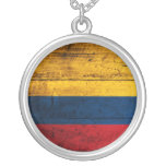 Old Wooden Colombia Flag Pendant