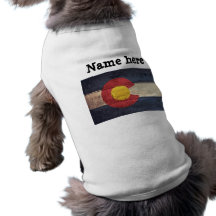 Old Wooden Colorado Flag Dog Tee
