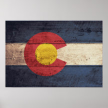 Old Wooden Colorado Flag Posters