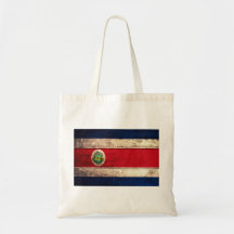 Old Wooden Costa Rican Flag Canvas Bags