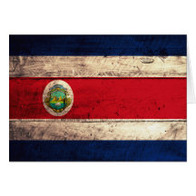 Old Wooden Costa Rican Flag Greeting Cards