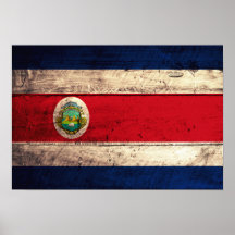 Old Wooden Costa Rican Flag Print