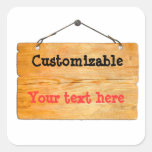 Old Wooden Hanging Sign Square Sticker