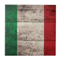 Old Wooden Italian Flag; Tile