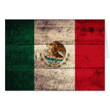 Old Wooden Mexico Flag Greeting Card