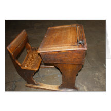 Old  Wooden School Desk and Chair Card