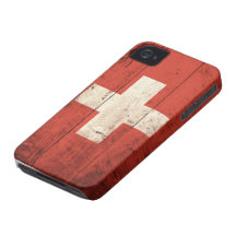 Old Wooden Swiss Flag iPhone 4 Cover