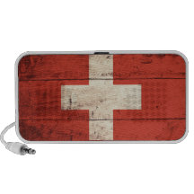 Old Wooden Swiss Flag iPod Speakers