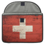 Old Wooden Swiss Flag macbook sleeves