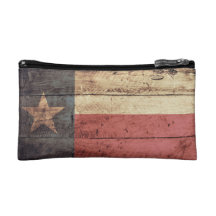 Old Wooden Texas Flag; Cosmetic Bags