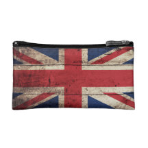 Old Wooden UK Flag; Makeup Bag