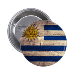 Old Wooden Uruguay Flag Pinback Button