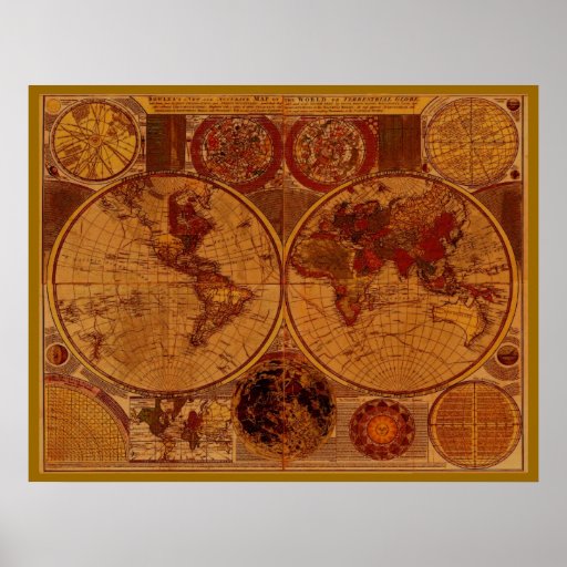 OLD WORLD MAP Art Poster