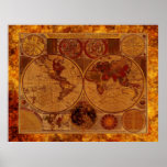 OLD WORLD MAP Art Poster