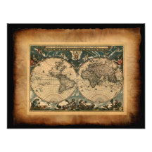 Old World Map Art Print Photographic Print