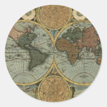 Old World Map Gifts Round Stickers