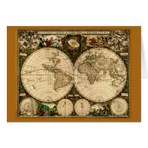 Old World Map Note Card