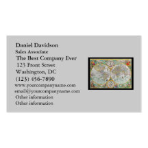 Old World Map with Colorful Artwork Business Card Template