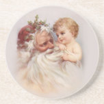 Old World Santa and Cherub Drink Coaster