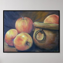 'Olde Apple Pot' Apples oil painting Poster