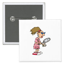 Older Tennis Lady Buttons