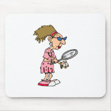 Older Tennis Lady Mouse Pad