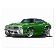 Olds Cutlass 442 Green Car Post Card