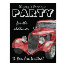 Oldtimer Retirement Party Classic Hotrod Car Custom Invitations
