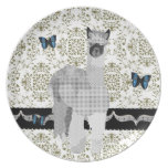 Olive Alpaca Boho Butterfly Damask Plate