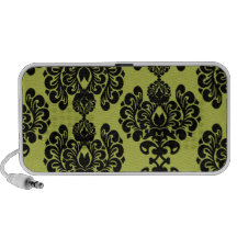 olive and black elegant ornate damask PC speakers