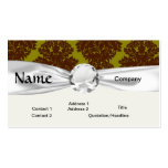 olive brown formal damask business card templates