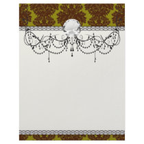 olive brown formal damask personalized letterhead